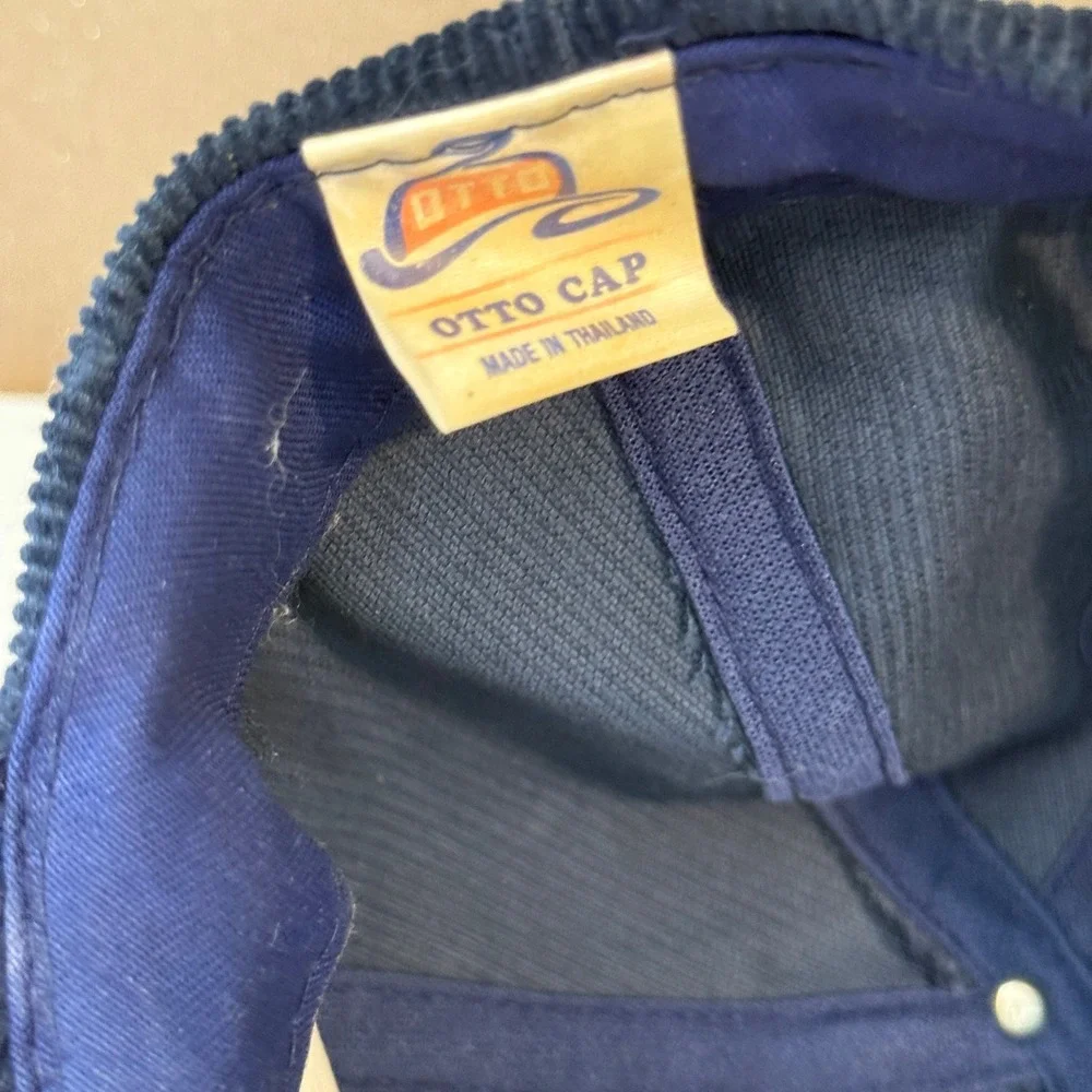 Vintage Otto Cap Eldorado Hotel Casino Reno Corduroy Snapback Hat Navy Blue Rope